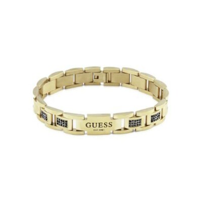 Bracelet Guess Frontiers en acier doré et cristaux noirs