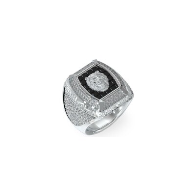 Bague Guess Lion King en acier et zircons, taille 66