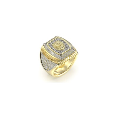 Bague Guess Lion King en acier doré et zircons, taille 62