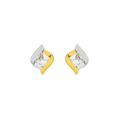 Boucles d'oreilles clou en or jaune et oxyde de zirconium