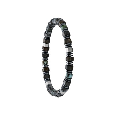 Bracelet Jourdan Bijoux Naturel en acier, bronzite, turquoise et hématite