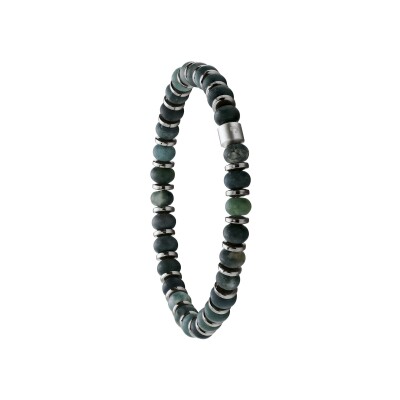 Bracelet Jourdan Bijoux Naturel en acier, agate et hématite