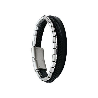 Bracelet Jourdan Bijoux Cuir en cuir, acier et hématite