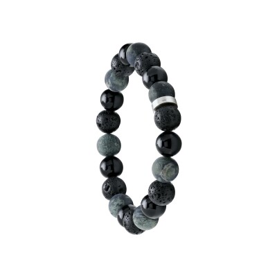 Bracelet Jourdan Bijoux Naturel en acier, pierre de lave, jaspe et agate