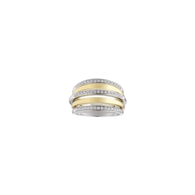 Bague en or jaune, or blanc et diamants