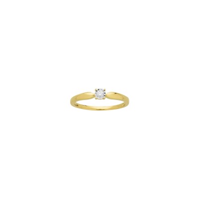 Bague en or jaune, or blanc et diamant