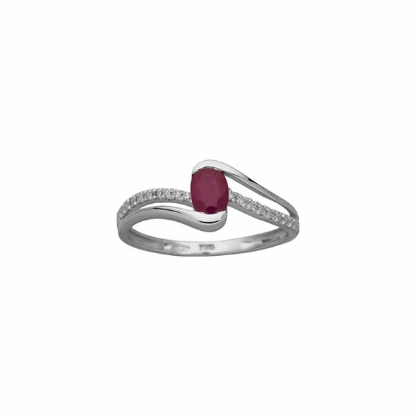 Bague en or blanc, diamants et rubis