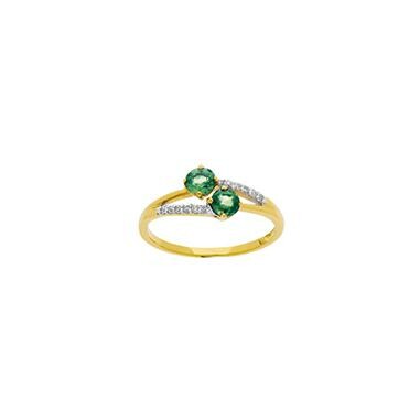 Bague en or jaune, émeraudes et diamants