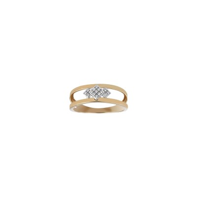Bague en or blanc, or rose et diamants