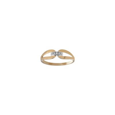 Bague goutte en or blanc, or rose et diamants