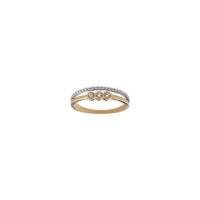 Bague en or blanc, or rose et diamants