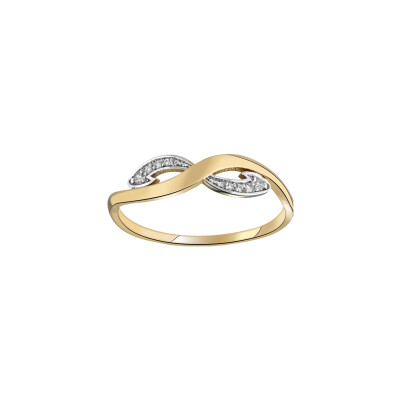 Bague en or jaune, or blanc et diamants