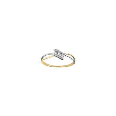 Bague en or jaune, or blanc et diamants