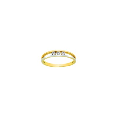 Bague en or jaune, or blanc et oxyde de zirconium