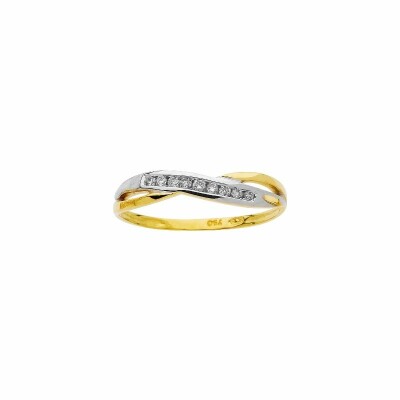 Bague en or jaune, or blanc et diamants