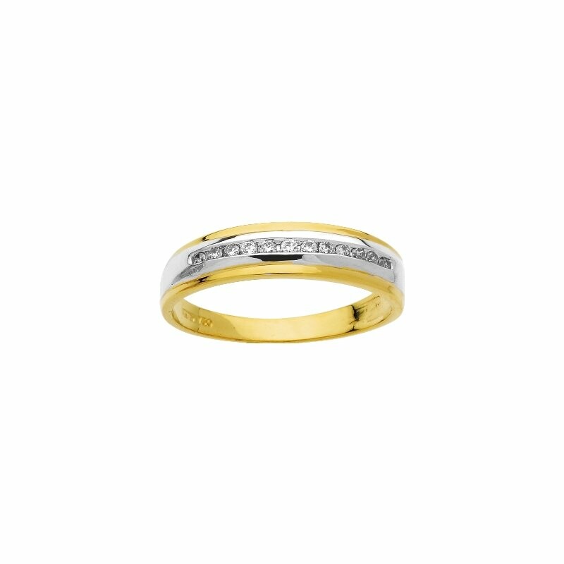 Bague en or jaune, or blanc et diamants