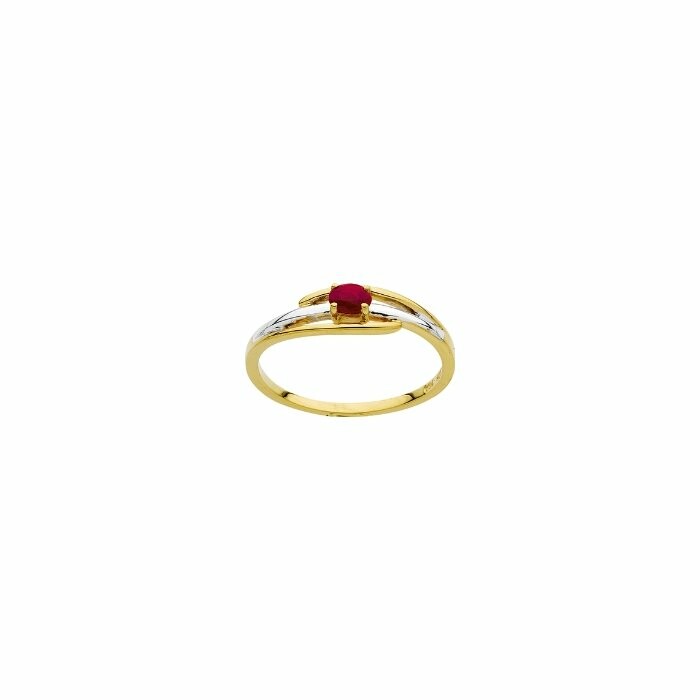 Bague en or jaune, or blanc et rubis