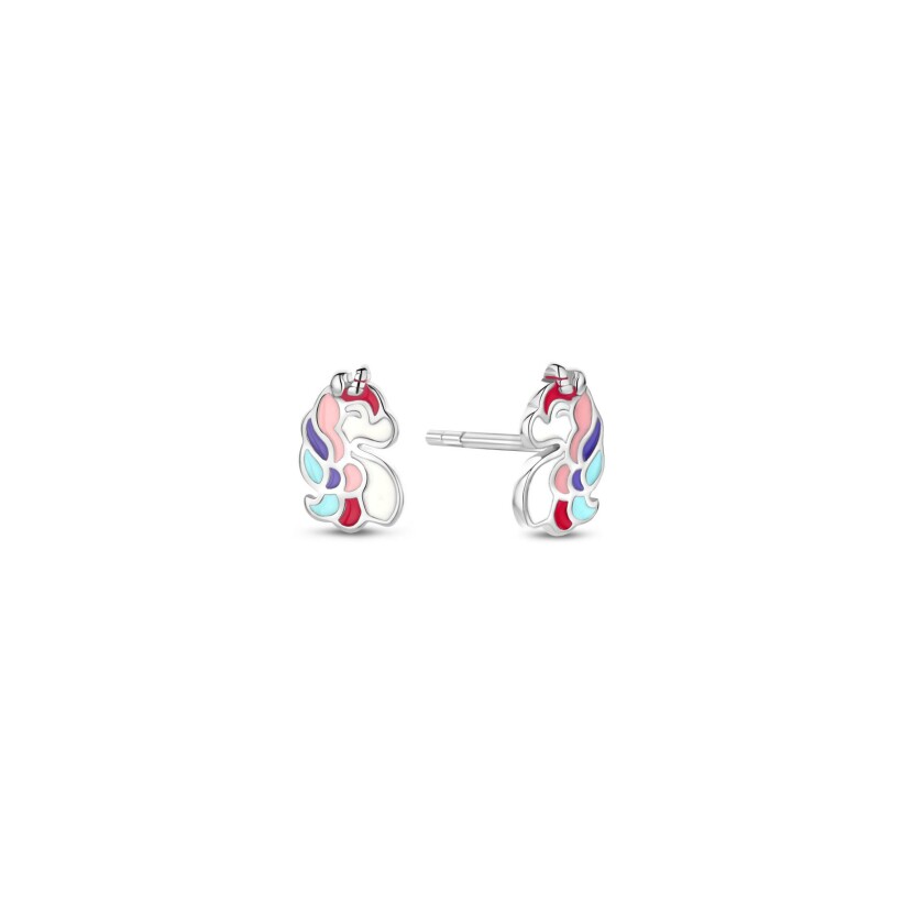 Boucles d'oreilles Orage Kids licornes multicolores en argent