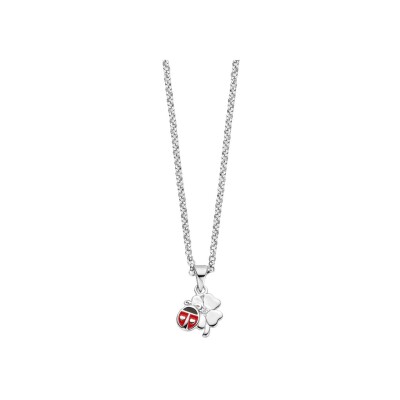 Collier Orage Kids coccinelle en argent rhodié et émail rouge
