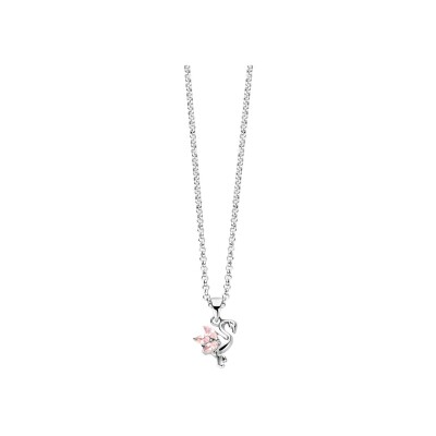 Collier Orage Kids flamant rose en argent rhodié et oxydes de zirconium rose