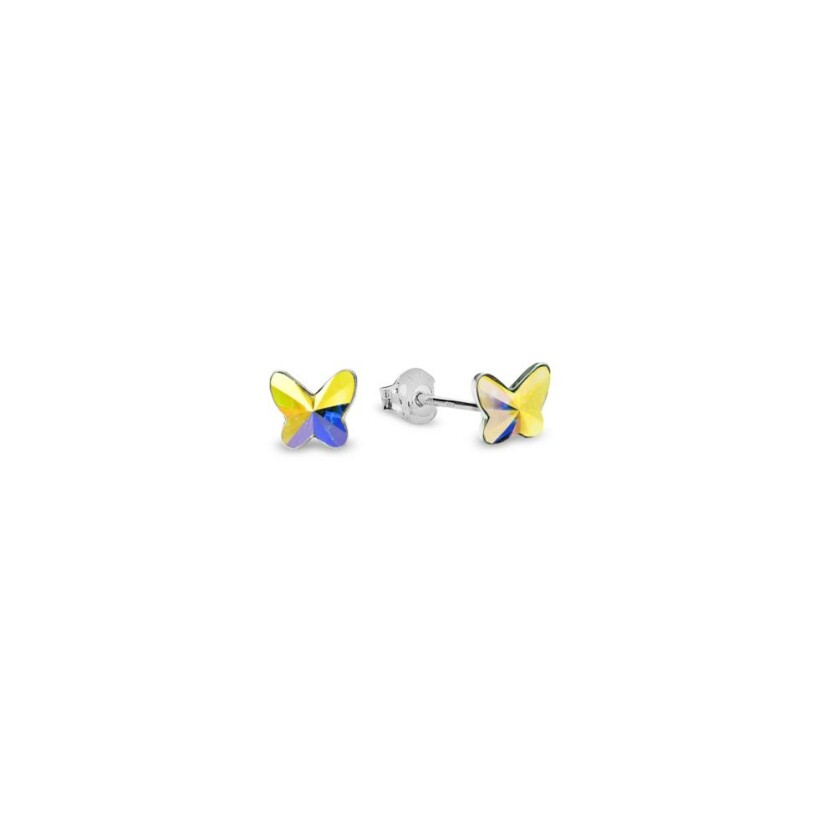 Boucles d'oreilles Spark Butterfly Studs en argent plaqué platine et cristaux