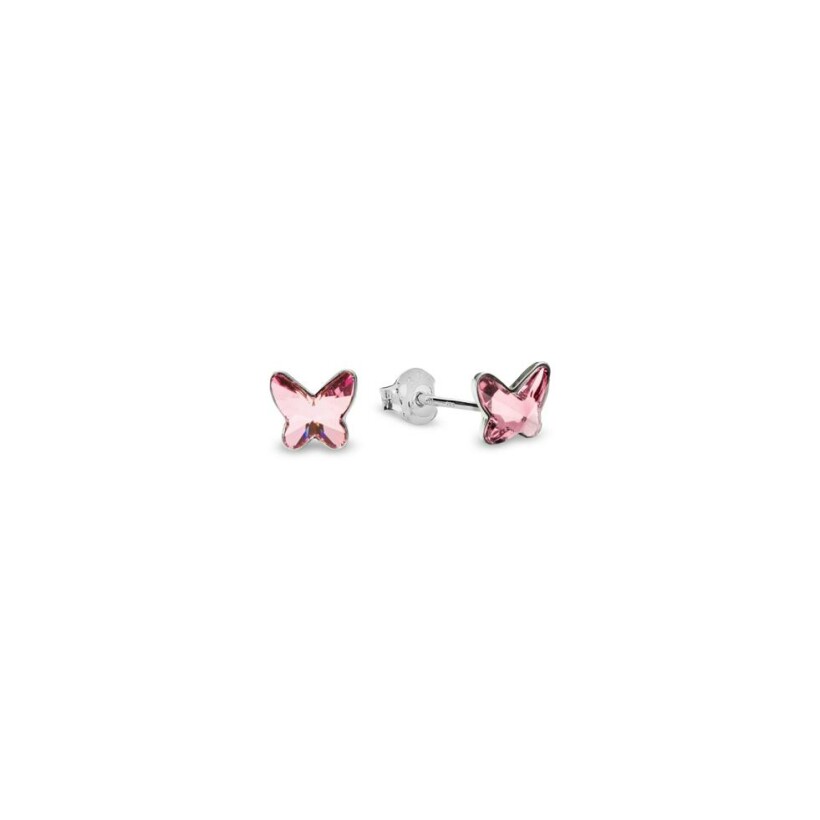 Boucles d'oreilles Spark Butterfly Studs en argent plaqué platine et cristaux
