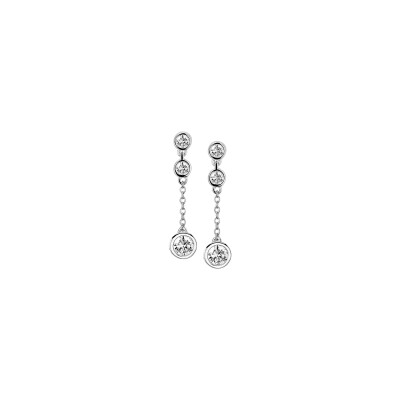 Boucles d'oreilles pendantes Orage Kids en argent rhodié et oxydes de zirconium blanc