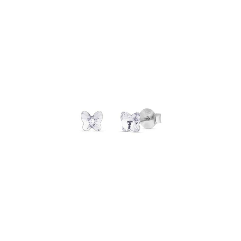 Boucles d'oreilles Spark Papillo en argent plaqué platine et cristaux