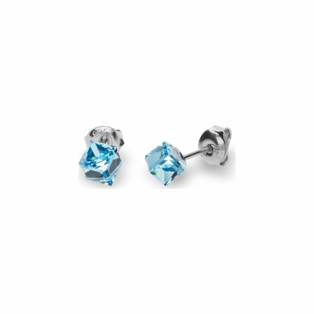 Boucles d'oreilles Spark Cube Studs Small en argent et cristaux