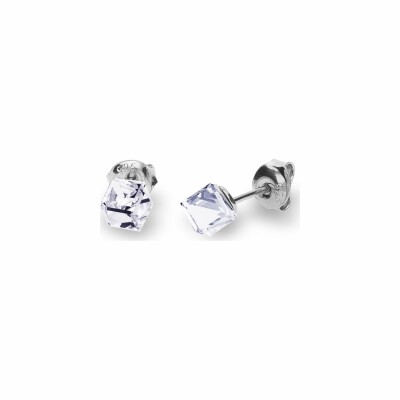 Boucles d'oreilles Spark Cube Studs Small en argent et cristaux