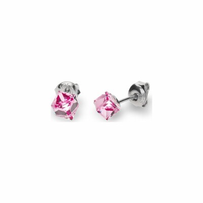 Boucles d'oreilles Spark Cube Studs Small en argent plaqué platine et cristaux