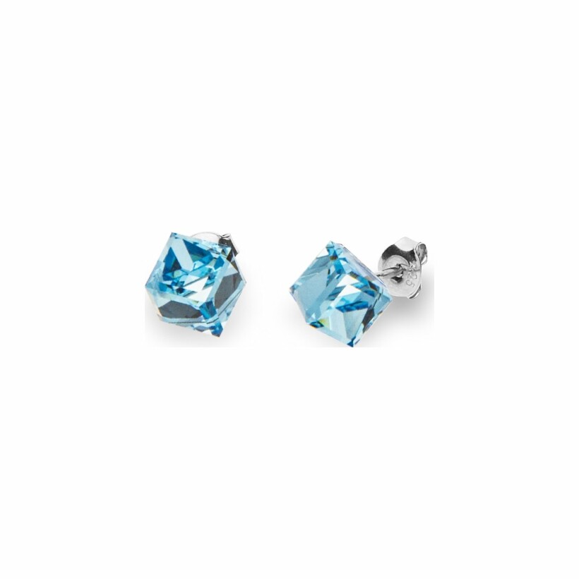 Boucles d'oreilles Spark Cube Studs en argent plaqué platine et cristaux