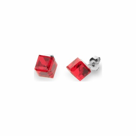 Boucles d'oreilles Spark Cube Studs Medium en argent plaqué platine et cristaux