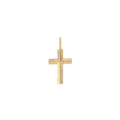 Pendentif Croix en or jaune et oxydes de zirconium