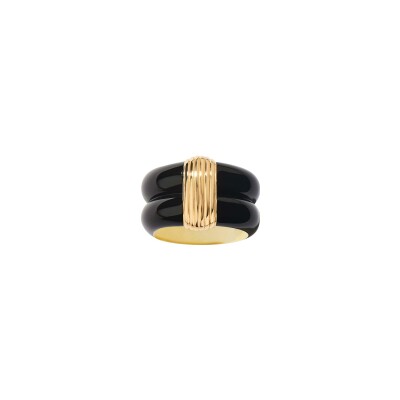 Bague Aurélie Bidermann Katt en résine et métal doré à l'or 18 carats - Noir