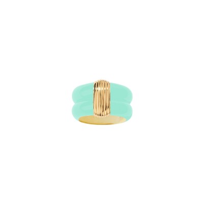 Bague Aurélie Bidermann Katt en métal doré à l'or 18 carats et résine - Baby Blue