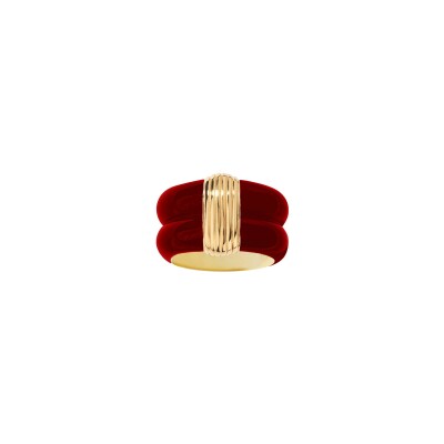 Bague Aurélie Bidermann Katt en métal doré à l'or 18 carats et résine - Bordeaux