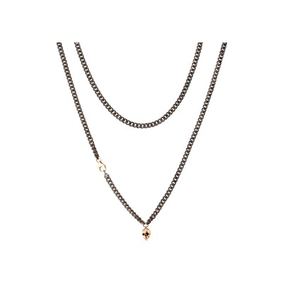 Collier gourmette Mano J en titane et or rouge