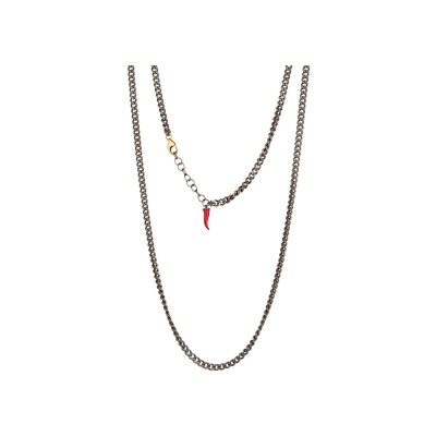 Collier gourmette corne Mano J en titane et or rouge