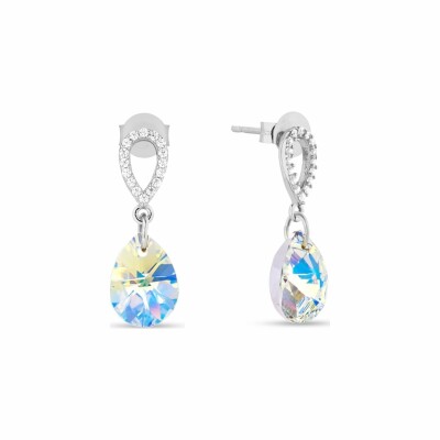 Boucles d'oreilles Spark Pear Drop en argent plaqué platine et cristaux