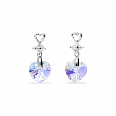 Boucles d'oreilles Spark Petite Heart en argent plaqué platine et cristaux