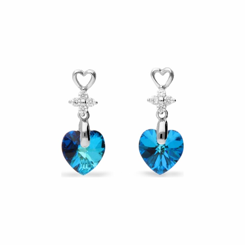 Boucles d'oreilles Spark Petite Heart en argent plaqué platine et cristaux