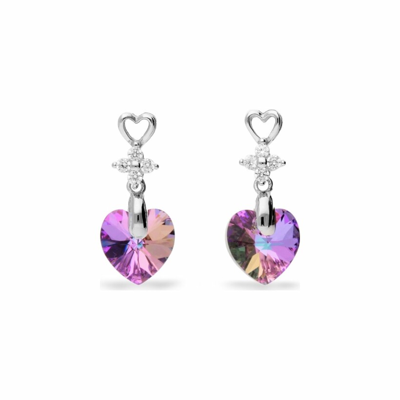 Boucles d'oreilles Spark Petite Heart en argent plaqué platine et cristaux