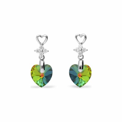 Boucles d'oreilles Spark Petite Heart en argent plaqué platine et cristaux