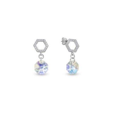 Boucles d'oreilles Spark Piccolo en argent plaqué platine et cristaux