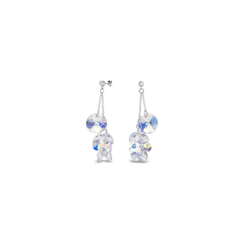 Boucles d'oreilles Spark Orchid en argent plaqué palladium et cristaux