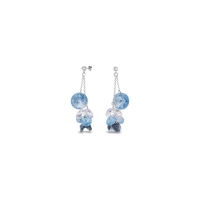 Boucles d'oreilles Spark Orchid en argent plaqué palladium et cristaux