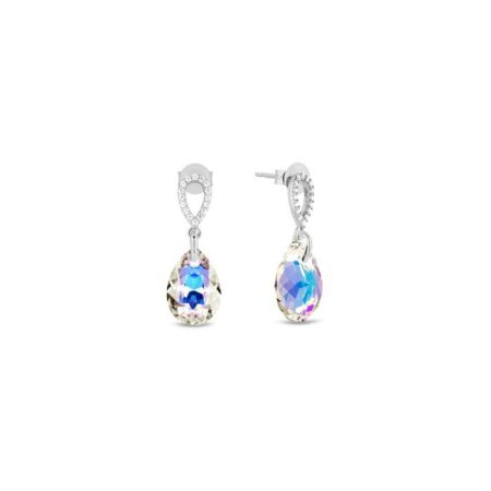 Boucles d'oreilles Spark Birne en argent plaqué platine et cristaux