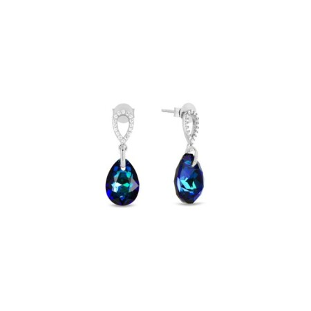 Boucles d'oreilles Spark Birne en argent plaqué platine et cristaux