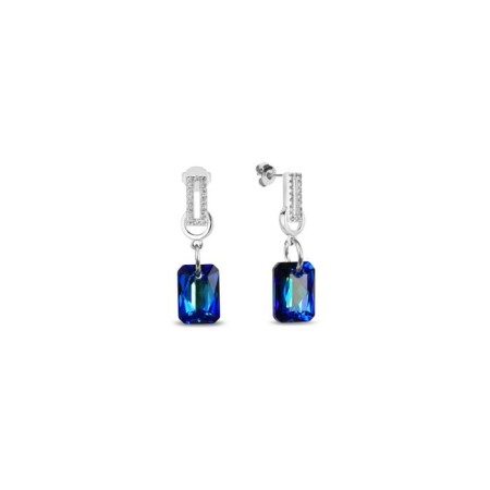 Boucles d'oreilles Spark Octagon en argent plaqué platine et cristaux